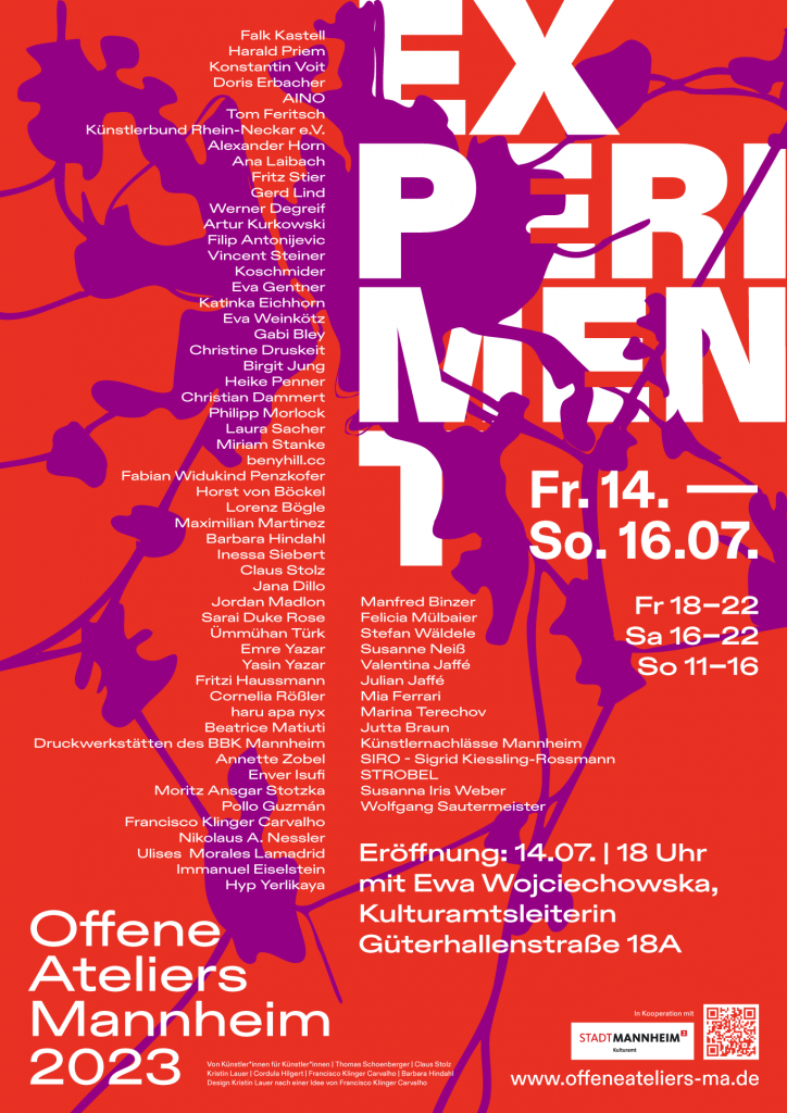 EXPERIMENT – Offene Ateliers Mannheim 2023. Mit dabei: Atelier HARALD PRIEM | Sa 12-18 Uhr + So 11-16 Uhr, Harald Priem mit Alexander Horn als Gastkünstler